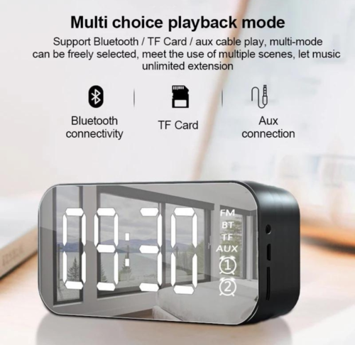 Coluna Bluetooth com Relógio LED